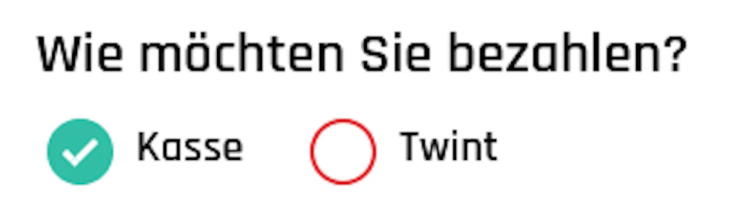 Originale Beschriftung der Zahlungsoptionen vor der Manipulation
